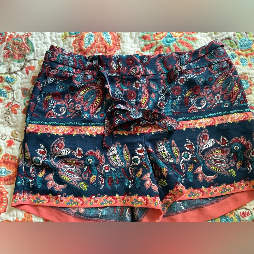 LOFT High Waist Blue and Pink Shorts